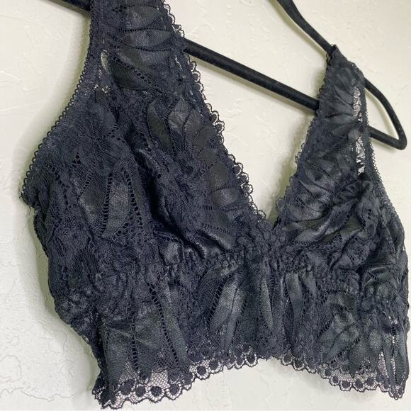 Aerie Black Lace V Neck Bralette Medium - Picture 2 of 8
